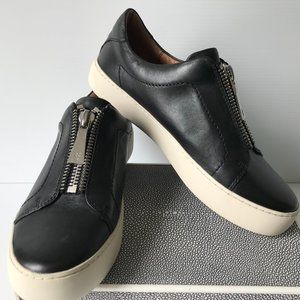 Frye Lena Leather Zip Low Sneaker Black NWOB